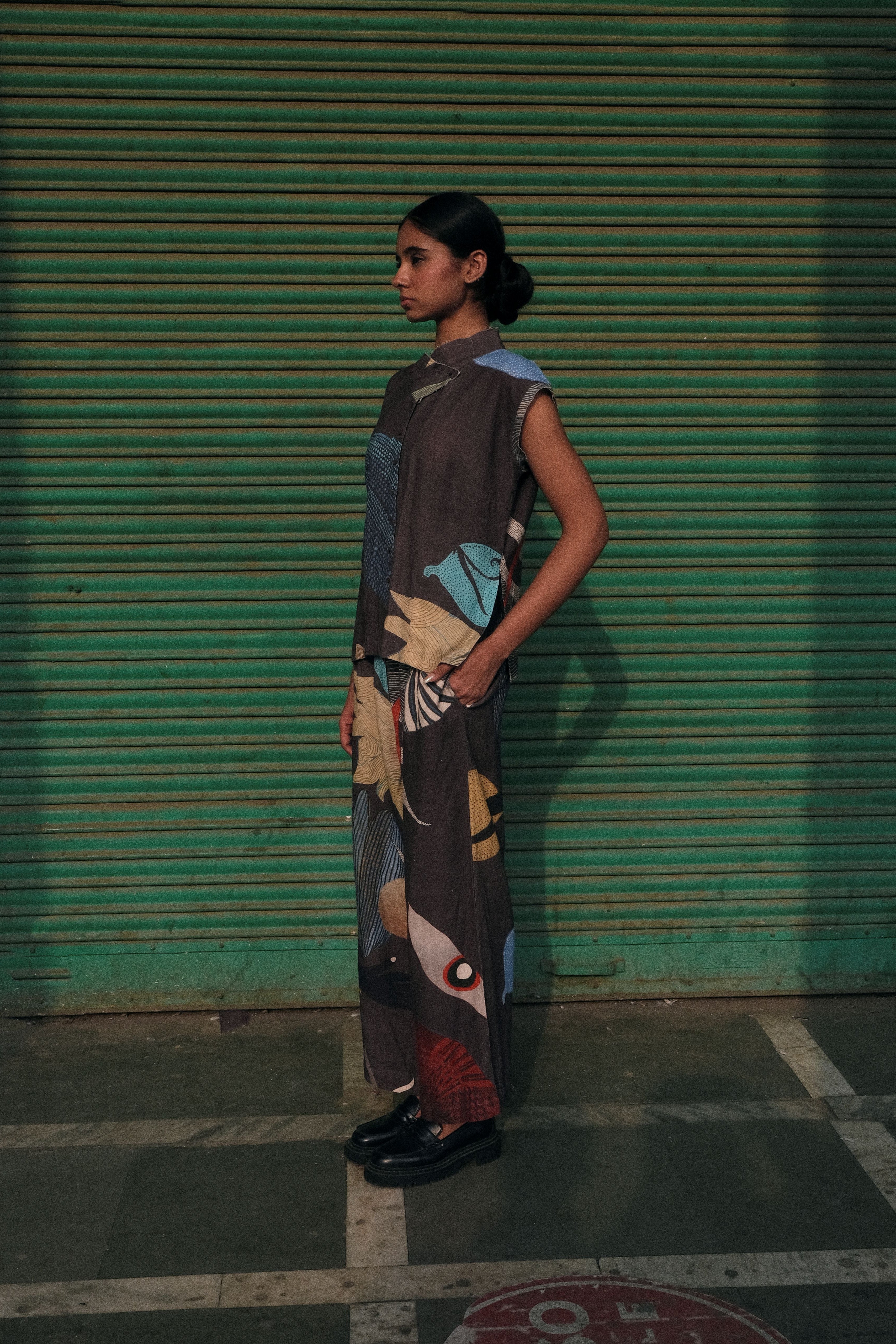 MONK TOP AND JILL PANTS IN FAITH CHARCOAL PRINT