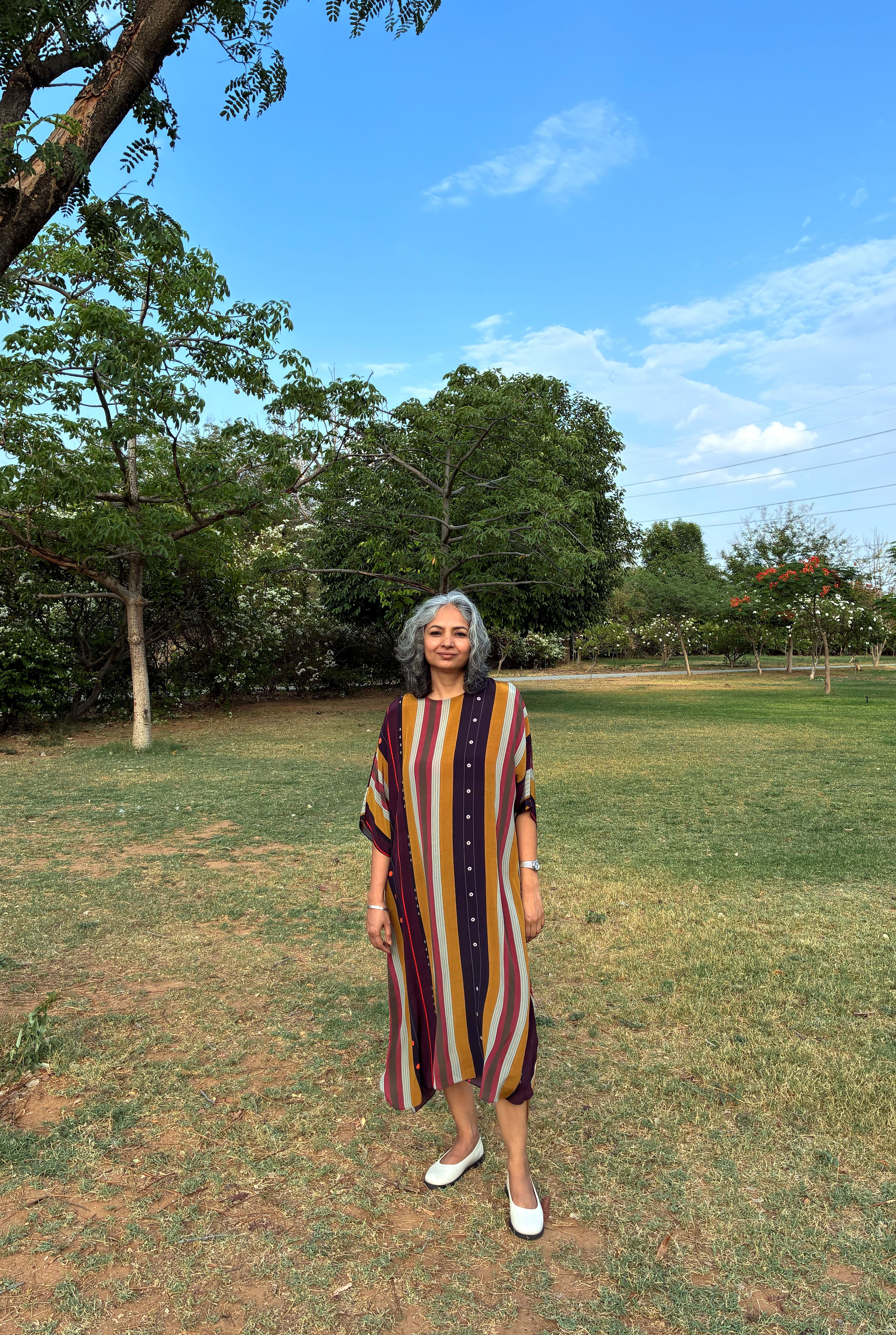 KAFTAAN DRESS IN NADU STRIPES PRINT