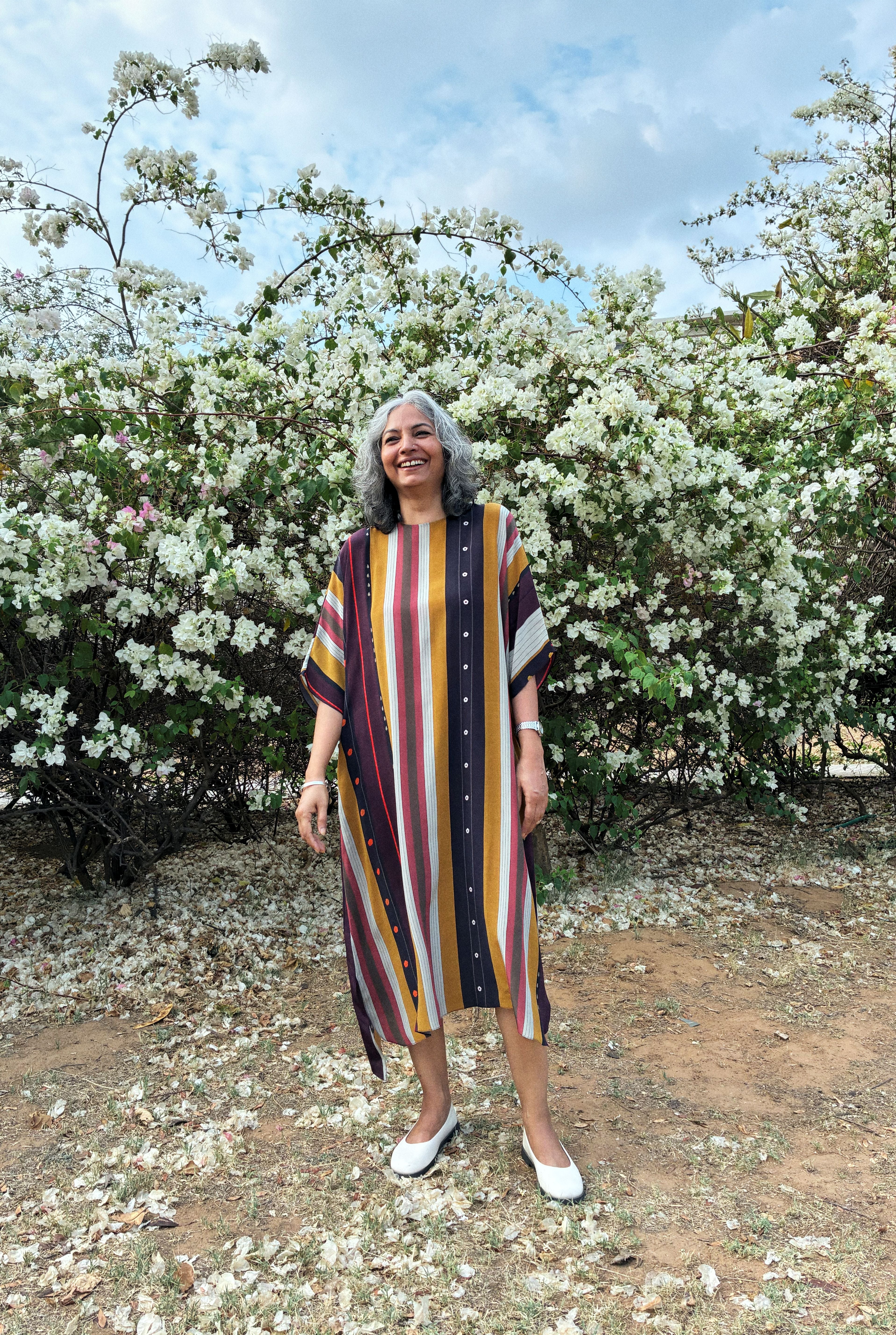 KAFTAAN DRESS IN NADU STRIPES PRINT