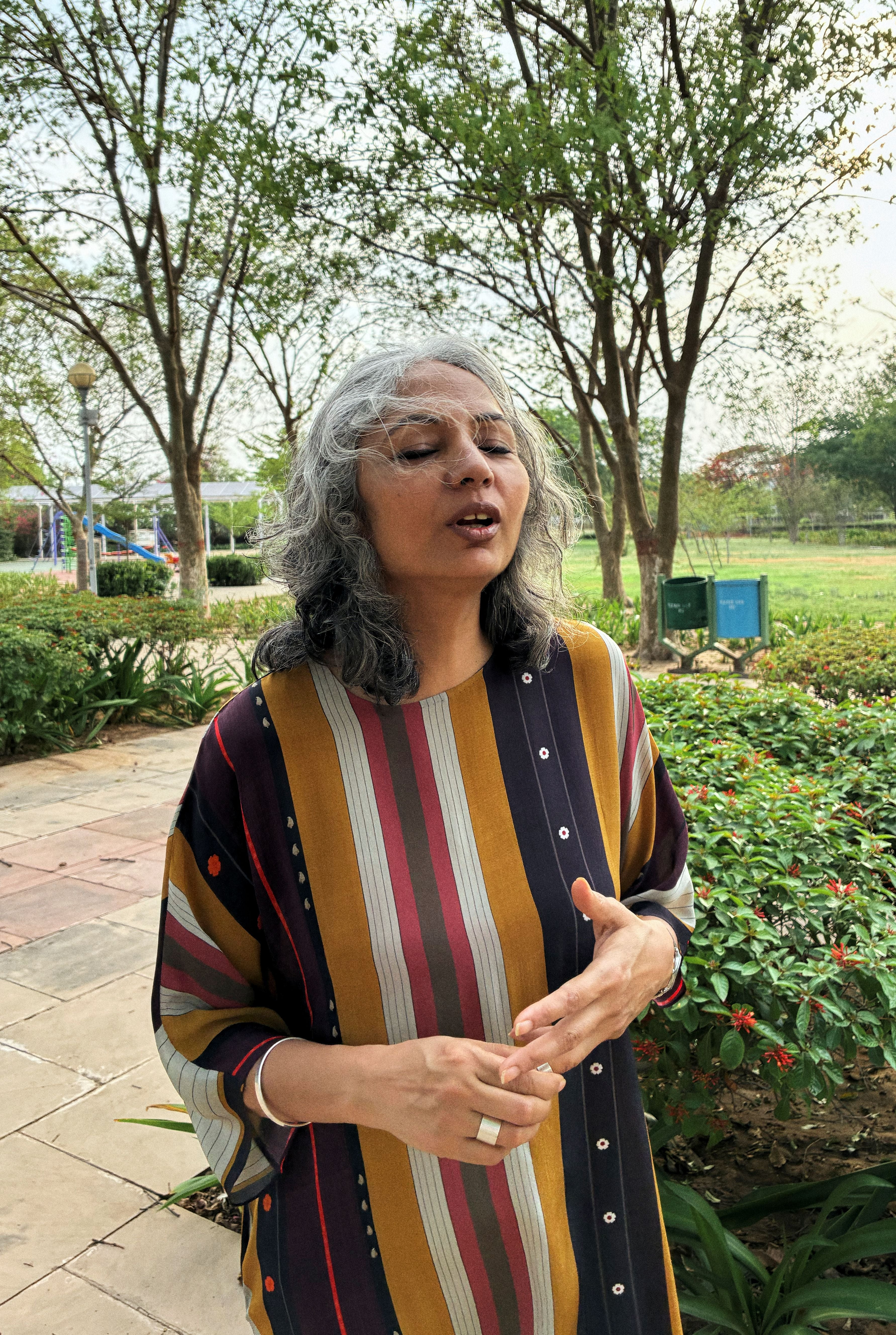 KAFTAAN DRESS IN NADU STRIPES PRINT