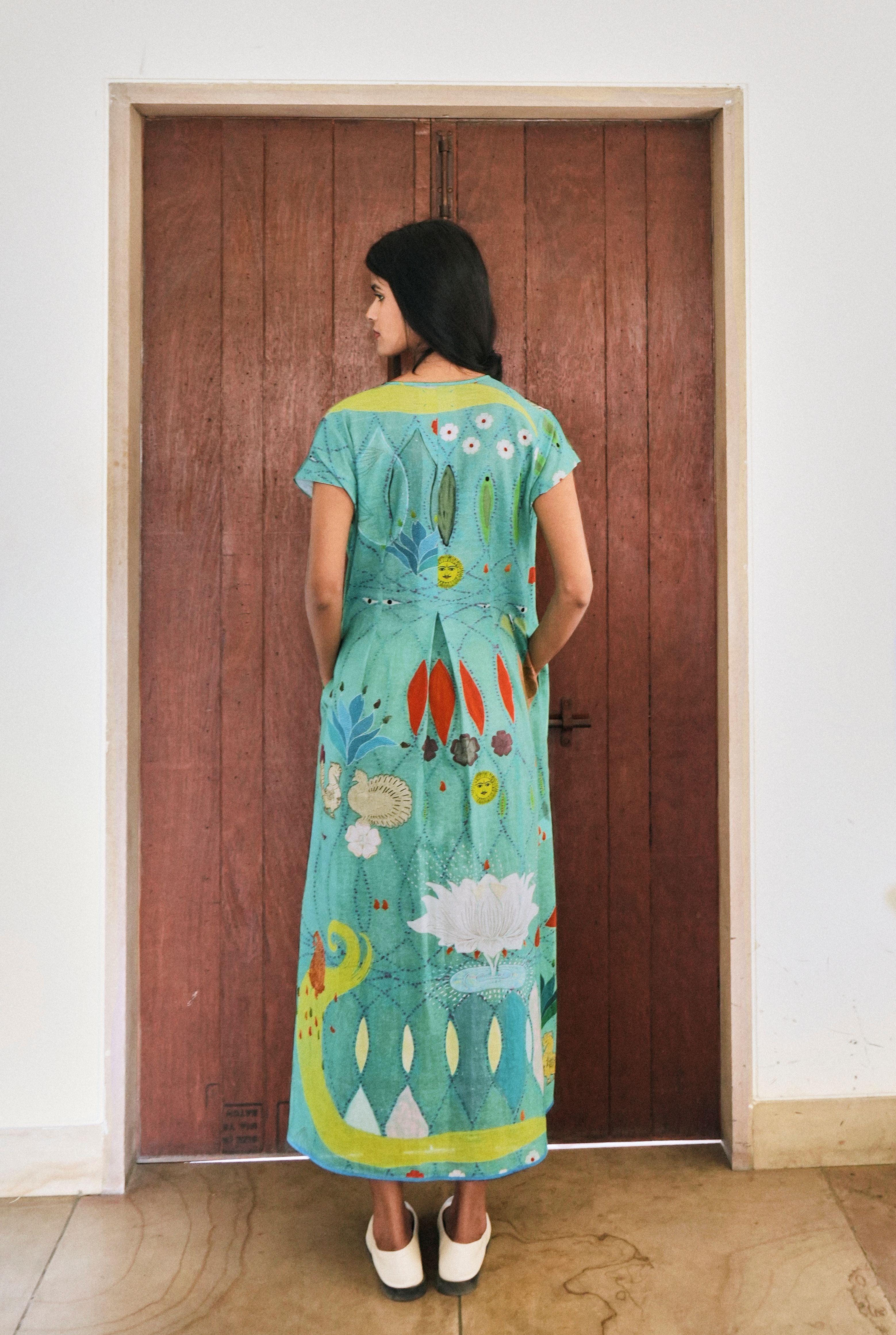 WRAP DRESS IN CHETTI GREEN