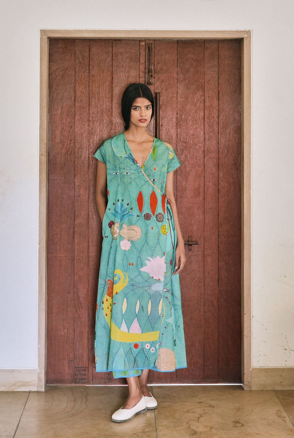 WRAP DRESS IN CHETTI GREEN