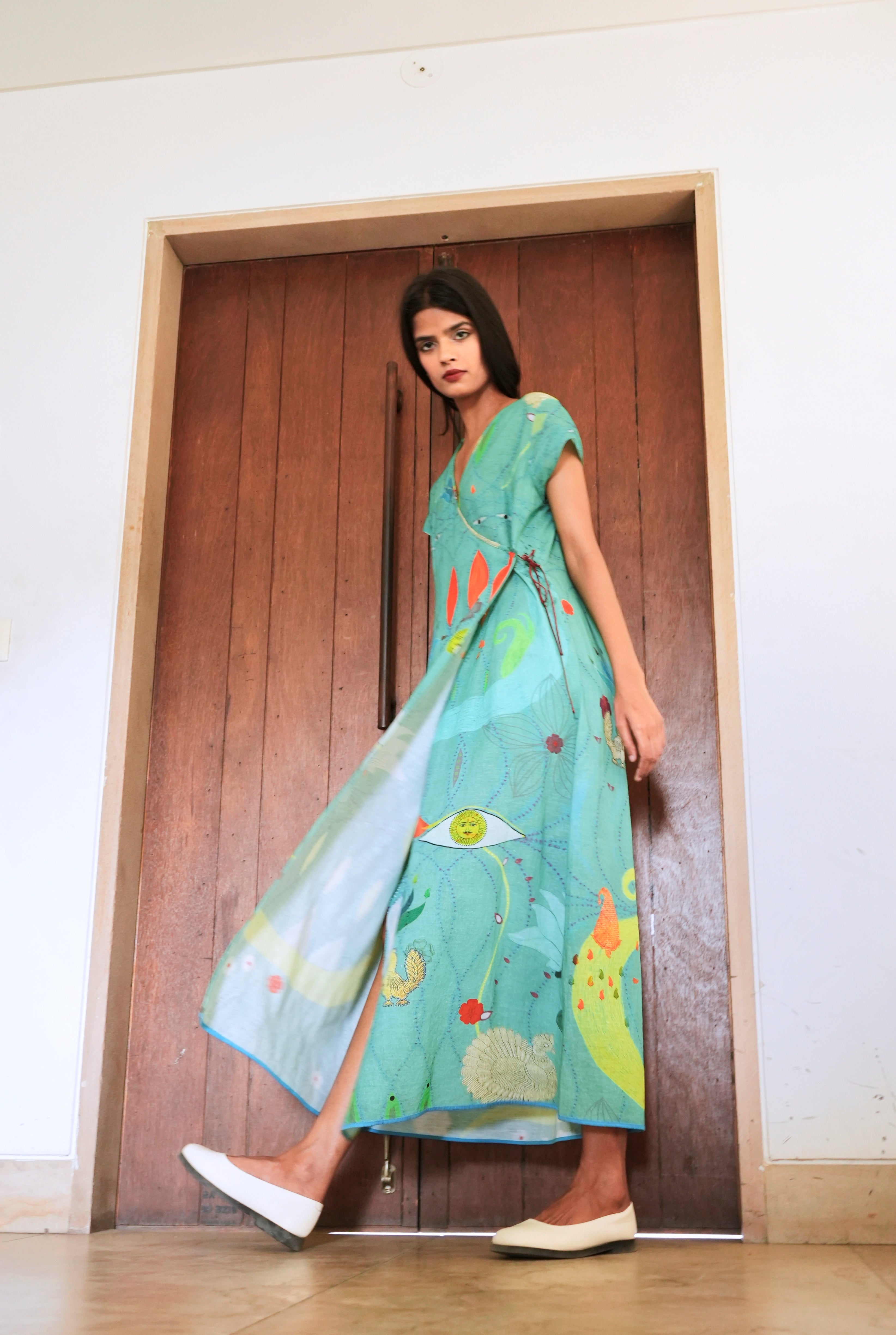 WRAP DRESS IN CHETTI GREEN