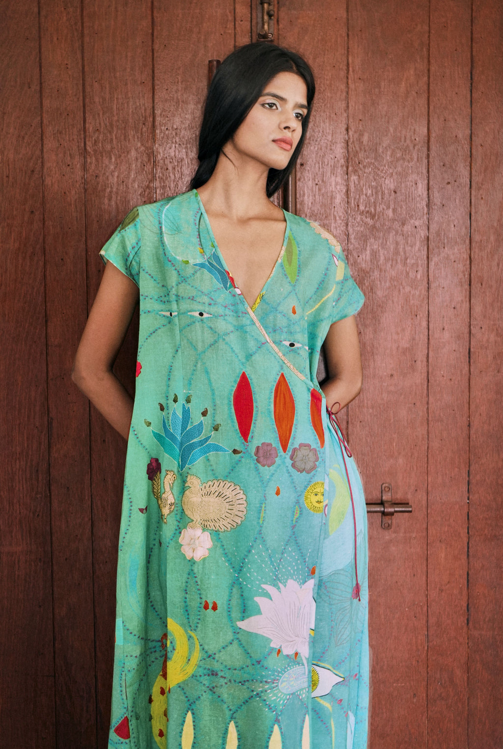 WRAP DRESS IN CHETTI GREEN