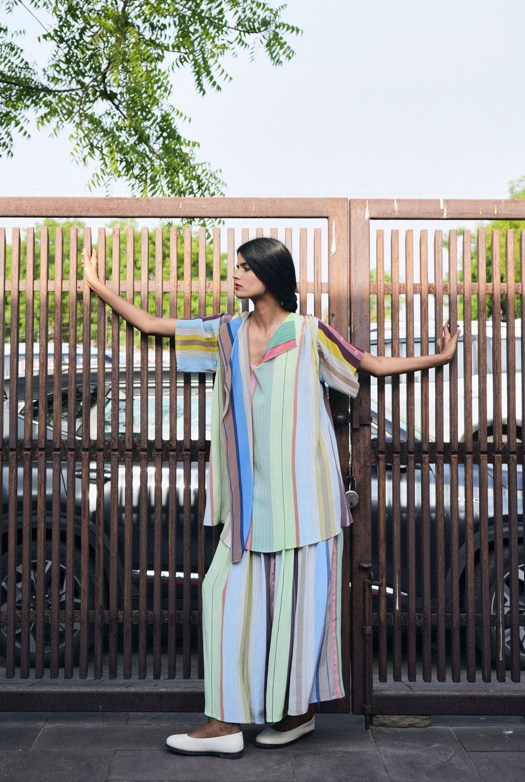 IRINA CO-ORD SET IN PASTEL TAMIL STRIPES PRINT