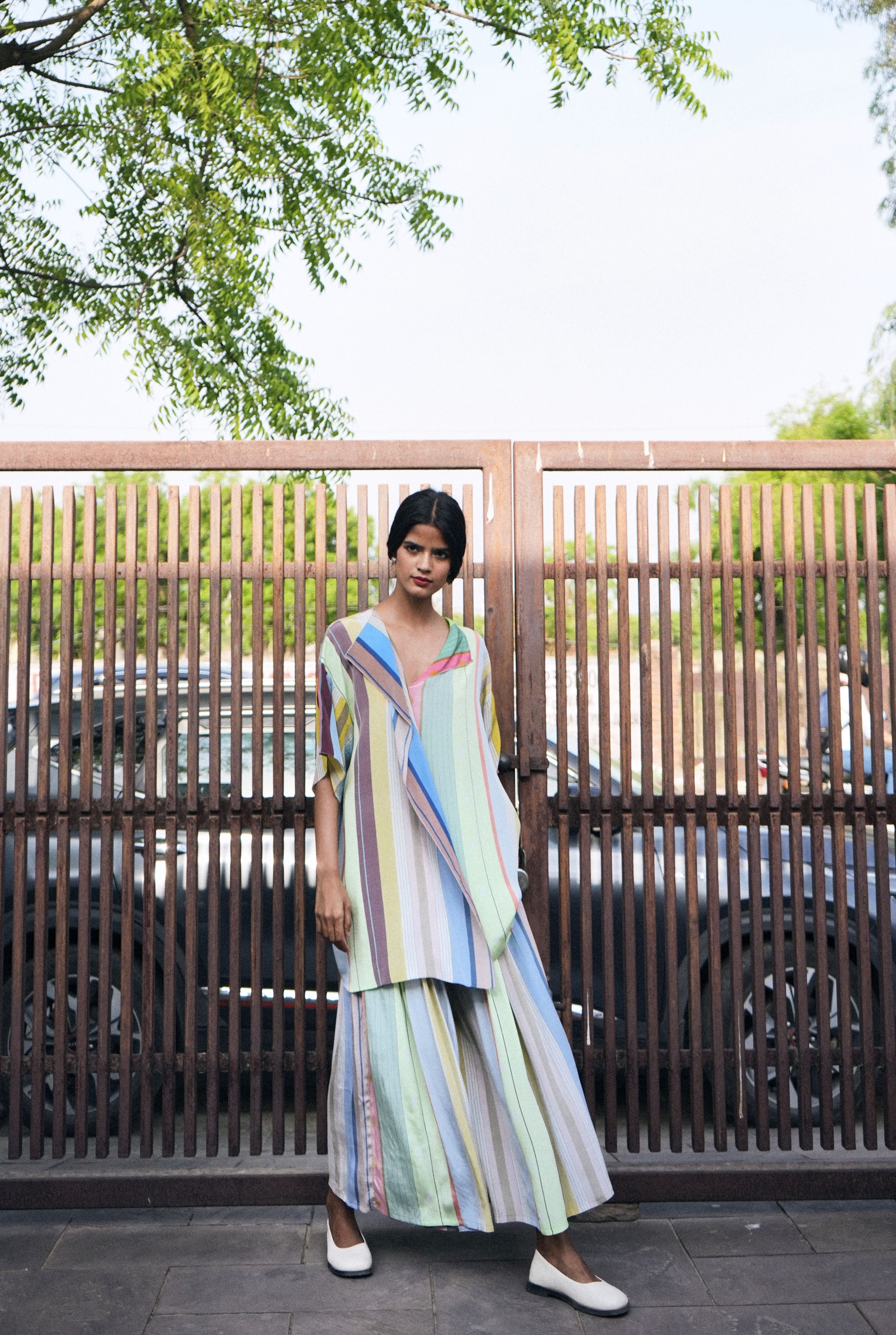 IRINA CO-ORD SET IN PASTEL TAMIL STRIPES PRINT