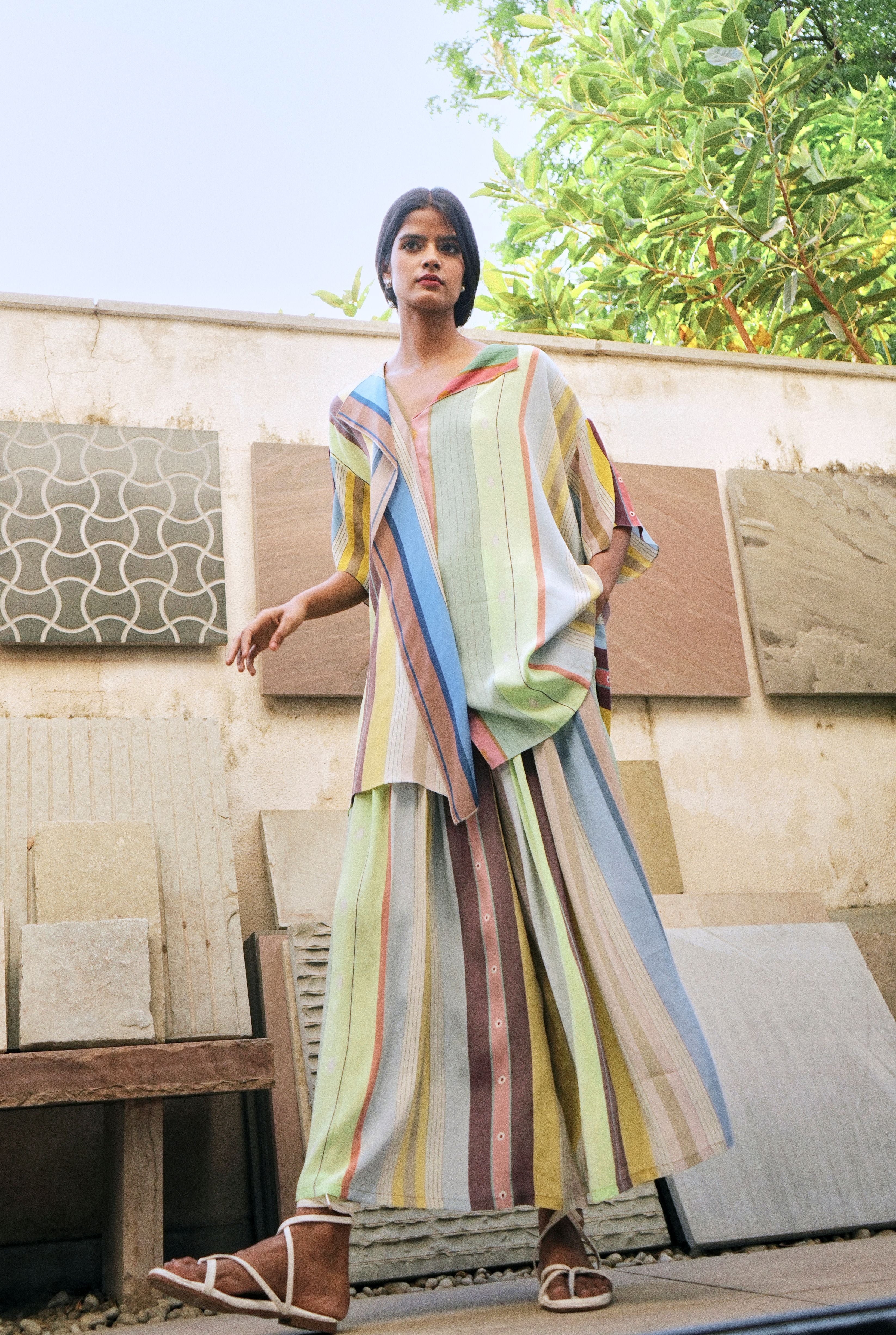 IRINA CO-ORD SET IN PASTEL TAMIL STRIPES PRINT