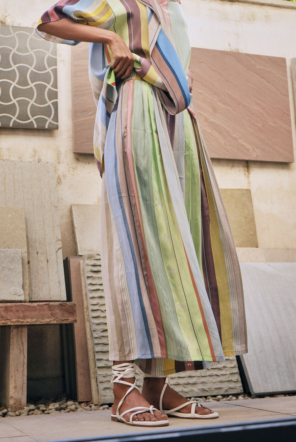 IRINA CO-ORD SET IN PASTEL TAMIL STRIPES PRINT