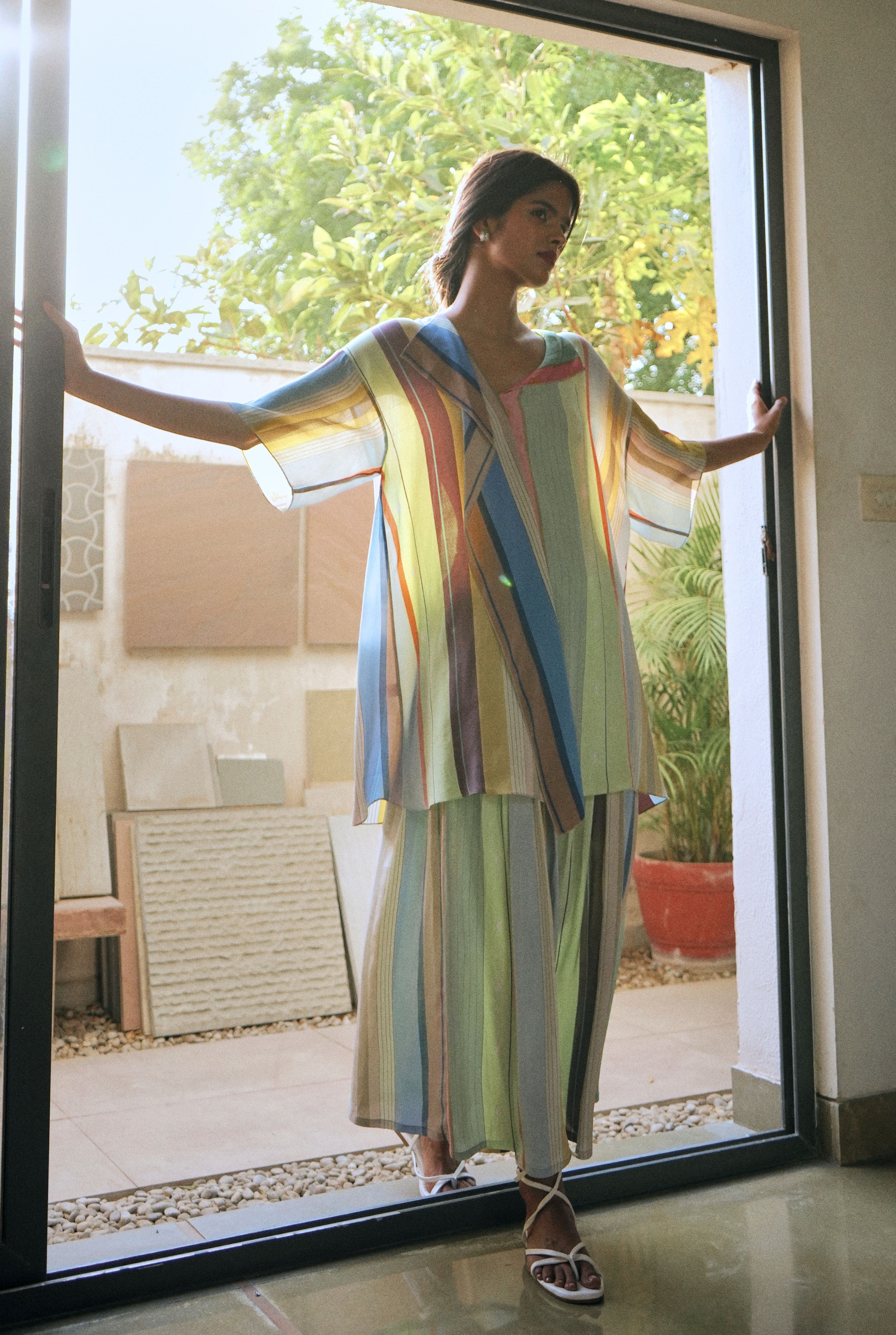 IRINA CO-ORD SET IN PASTEL TAMIL STRIPES PRINT