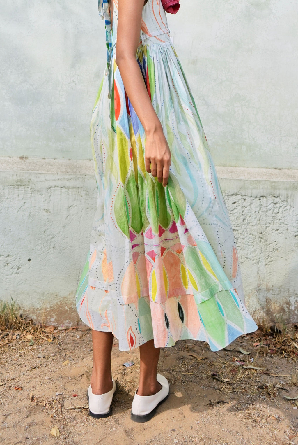 MULMUL BALLET DRESS IN ATHANGUDI PASTEL PRINT