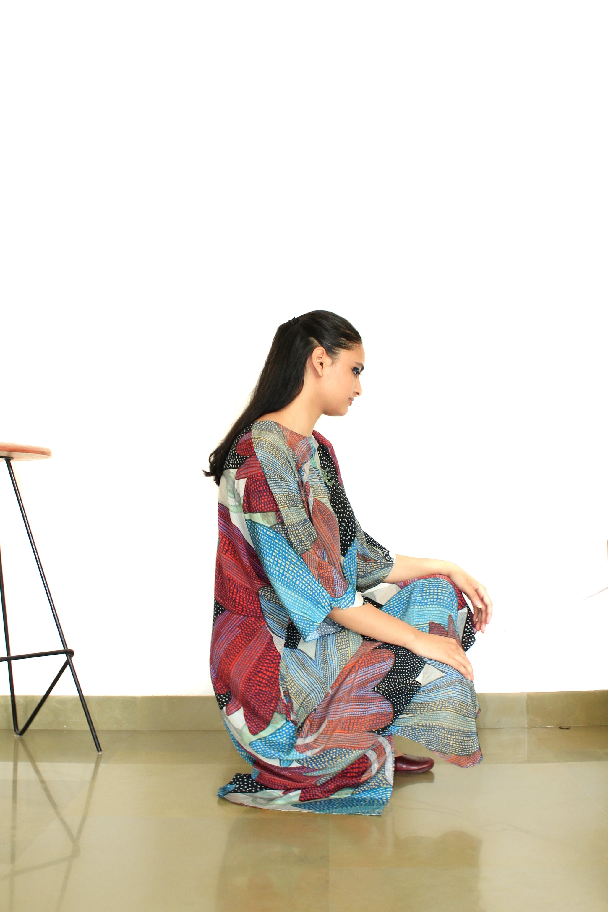 KAFTAAN DRESS IN MADHUMATI PRINT - CREPE