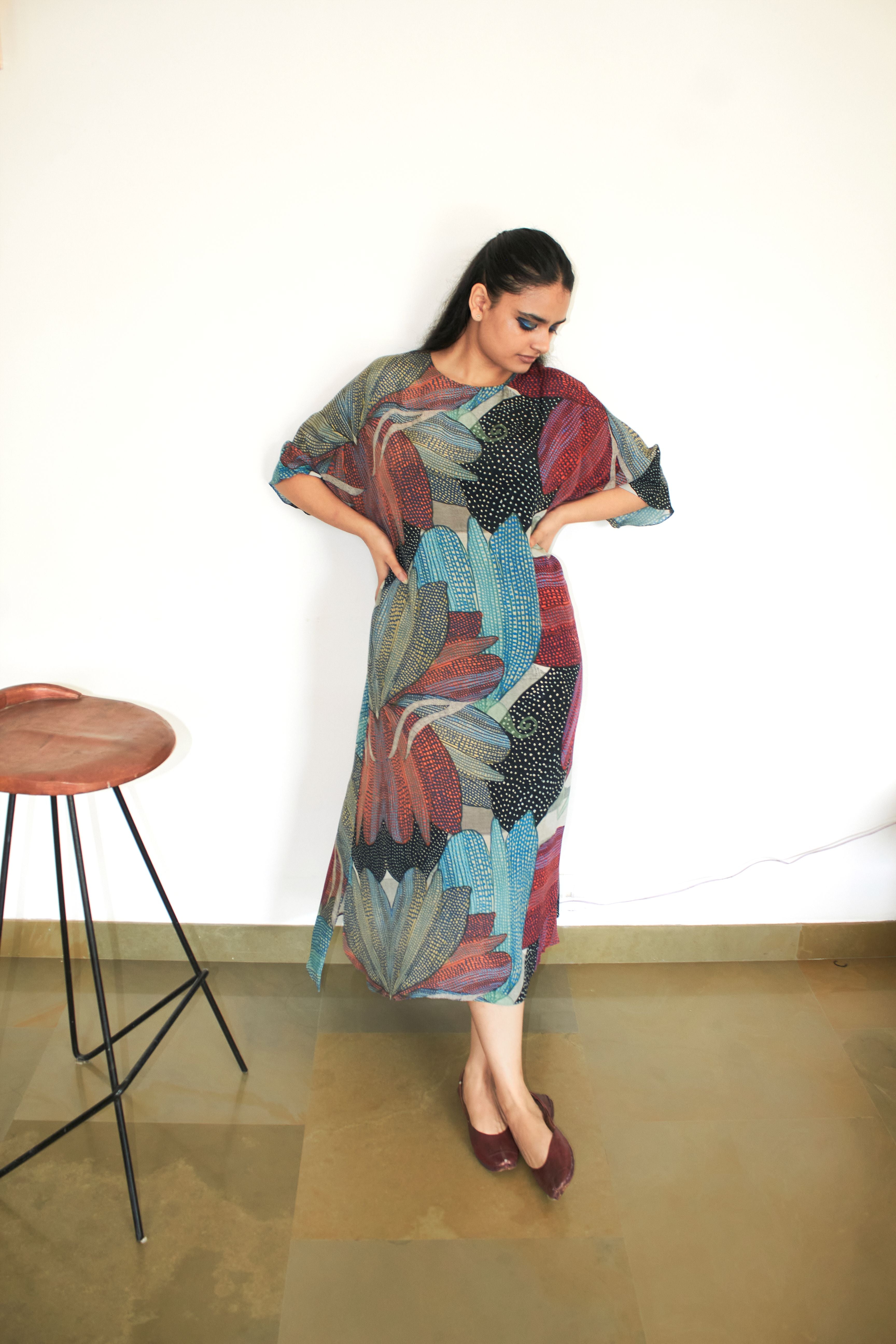 KAFTAAN DRESS IN MADHUMATI PRINT - CREPE