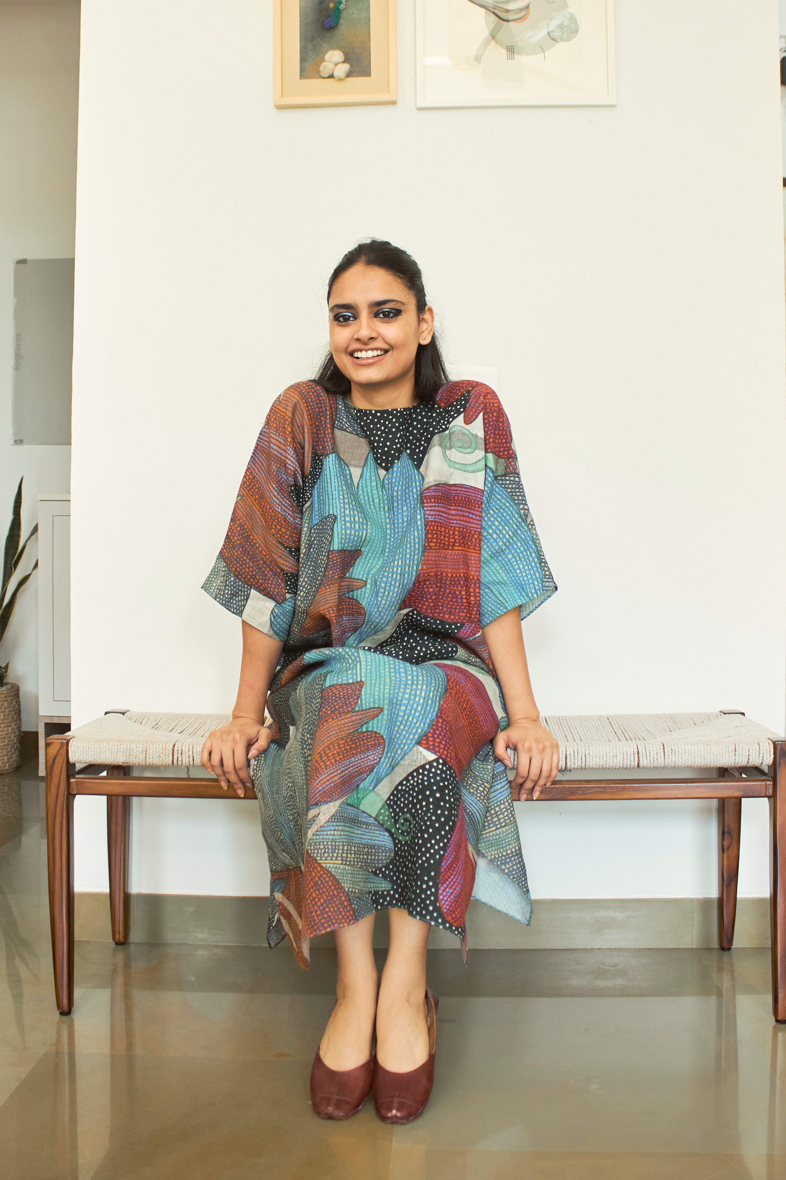 Kaftaan dress in Madhumati print - Linen