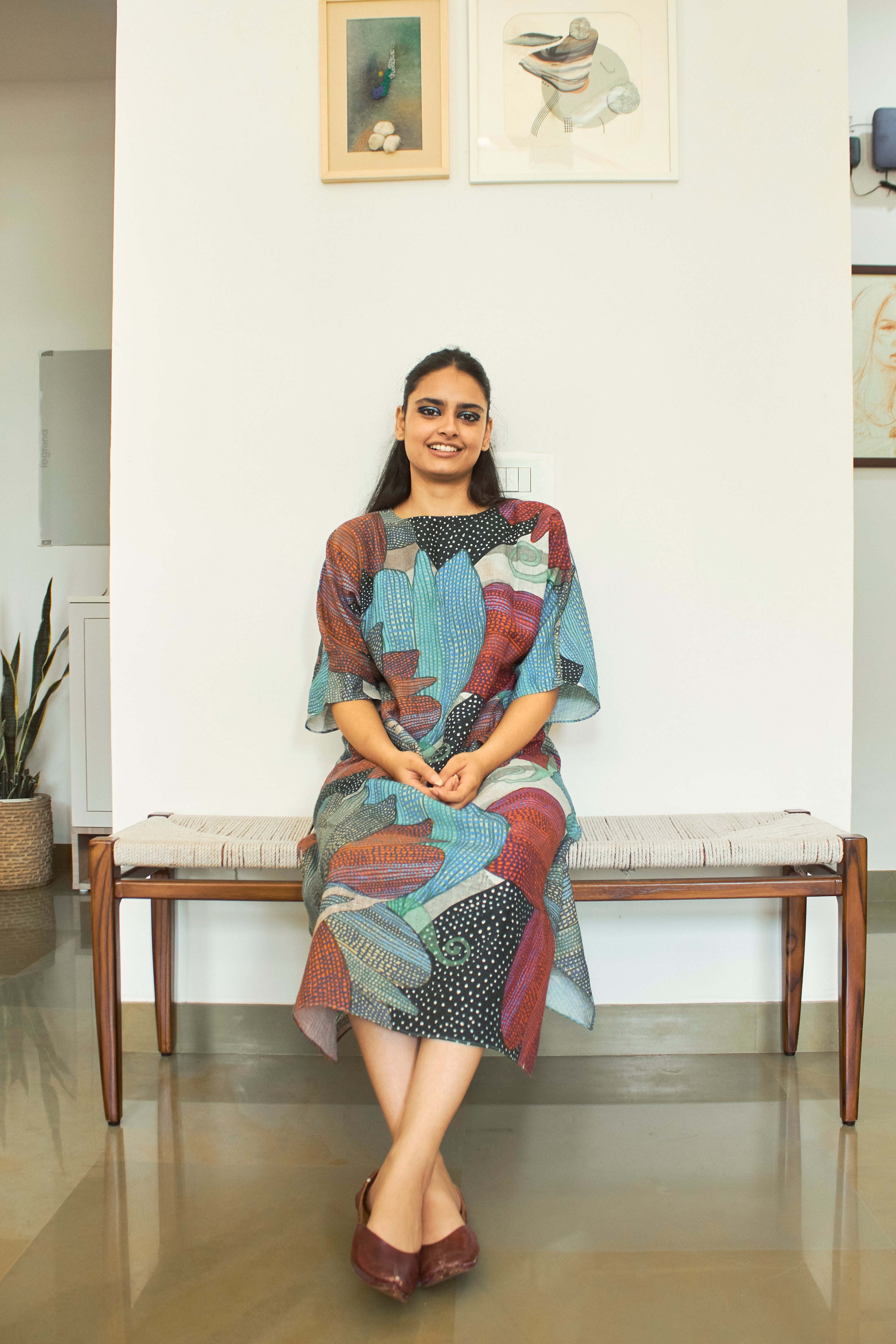 Kaftaan dress in Madhumati print - Linen