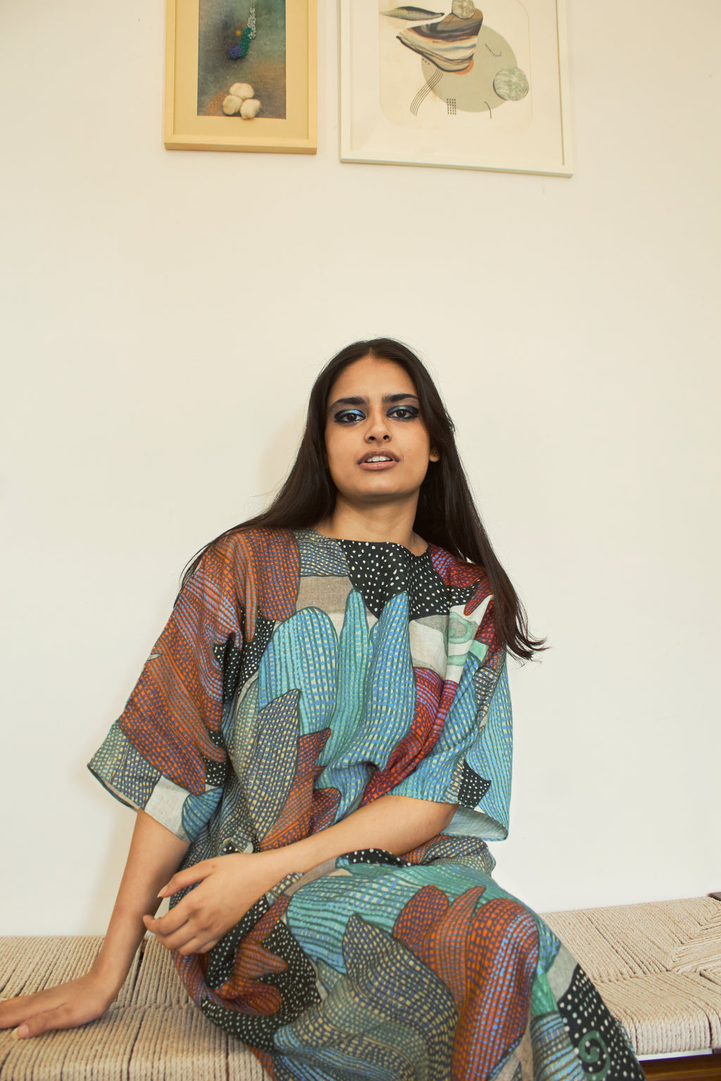 Kaftaan dress in Madhumati print - Linen