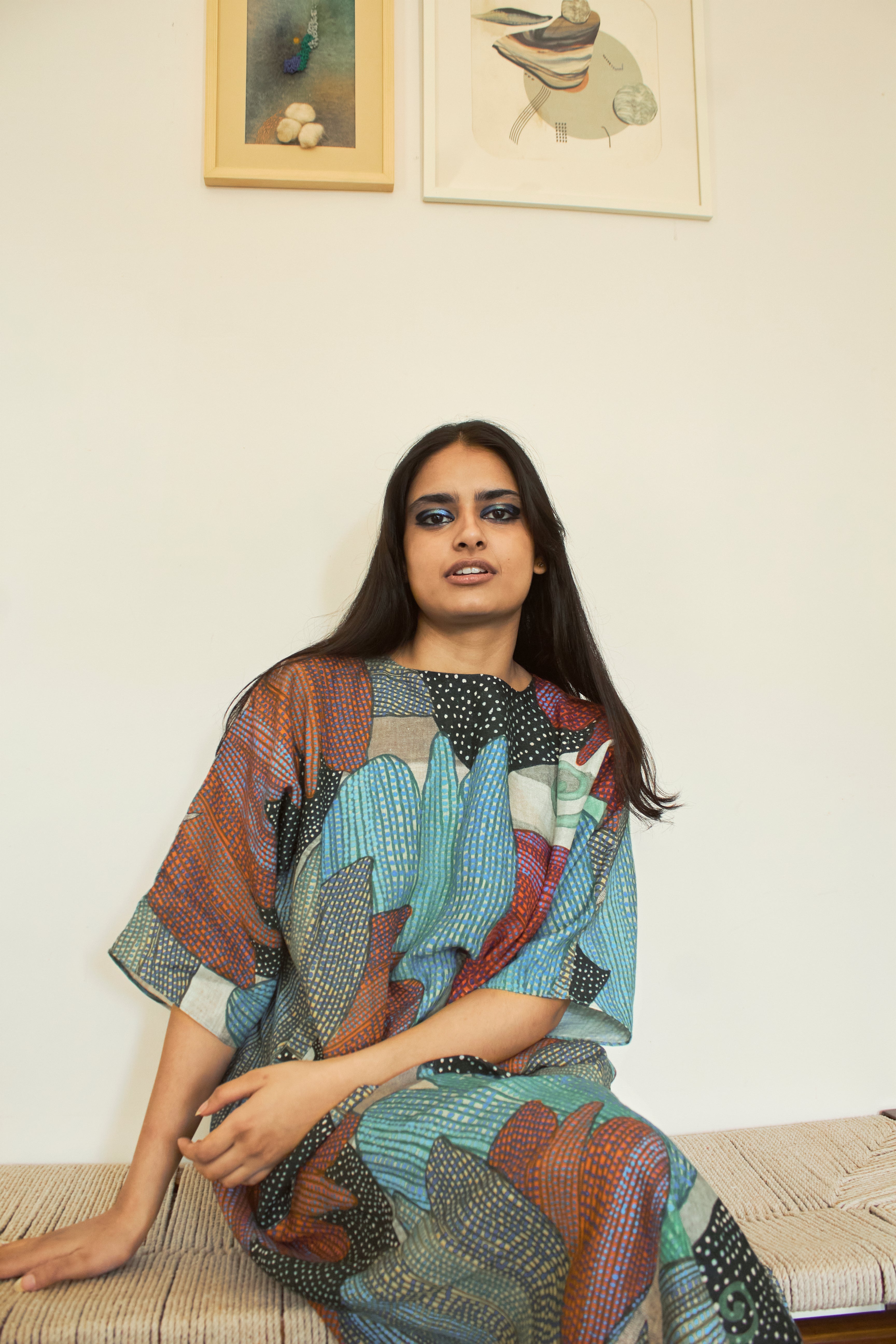 Kaftaan dress in Madhumati print - Linen