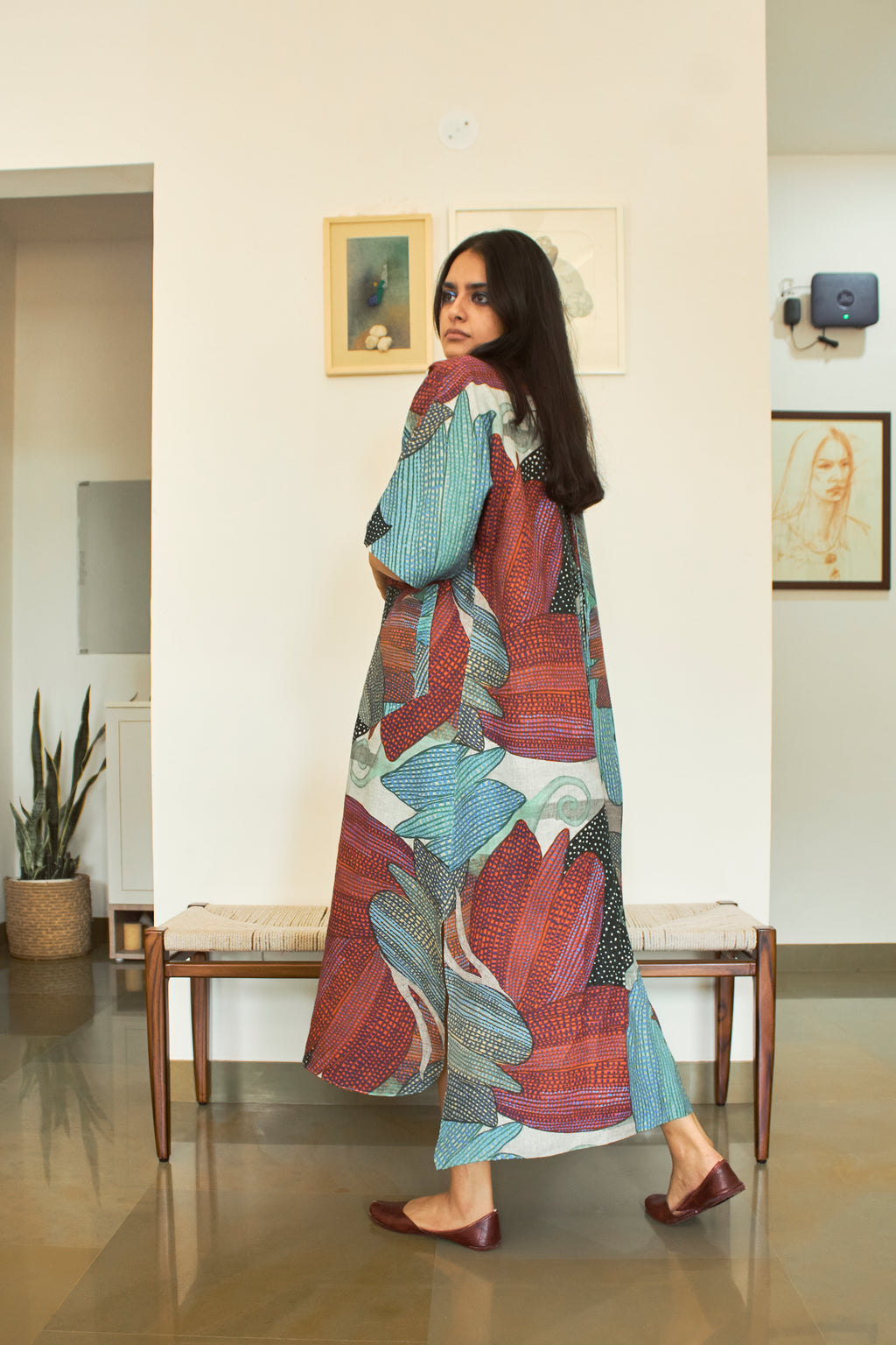 Kaftaan dress in Madhumati print - Linen