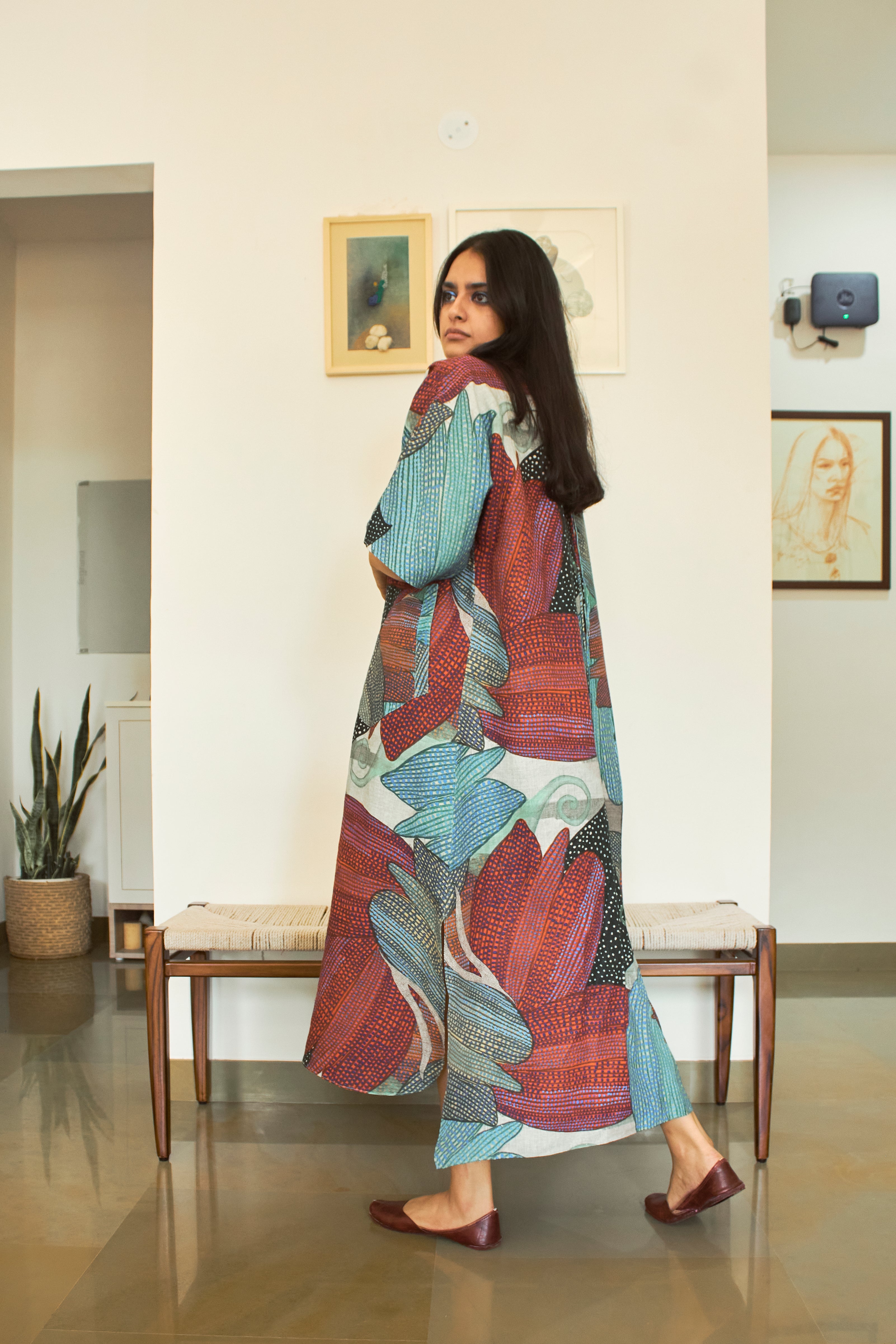 Kaftaan dress in Madhumati print - Linen