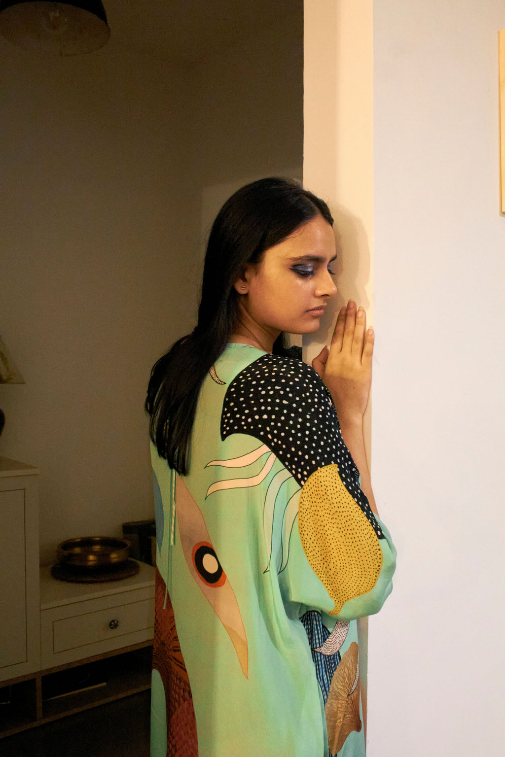 KAFTAAN DRESS IN FAITH GREEN PRINT