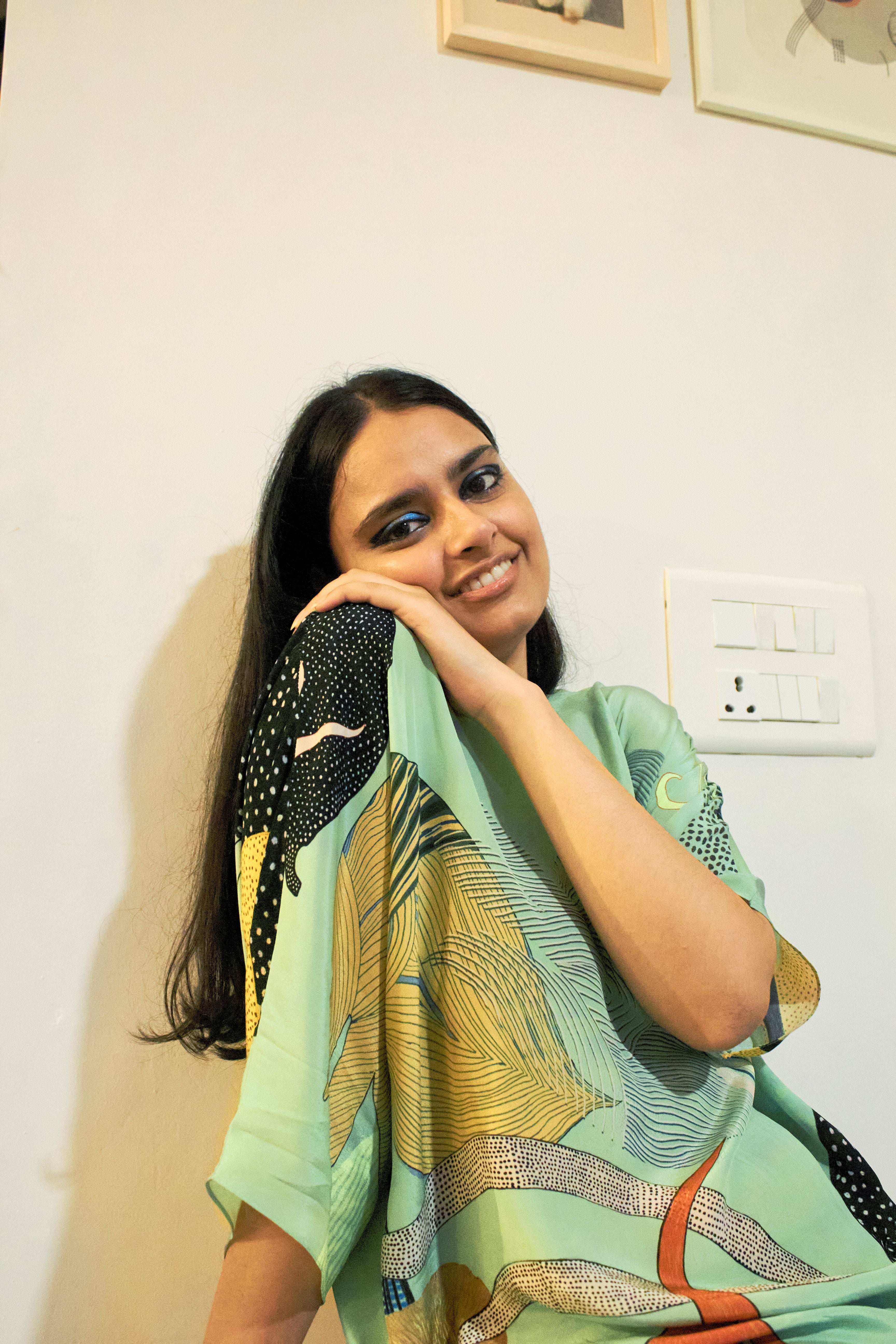 KAFTAAN DRESS IN FAITH GREEN PRINT