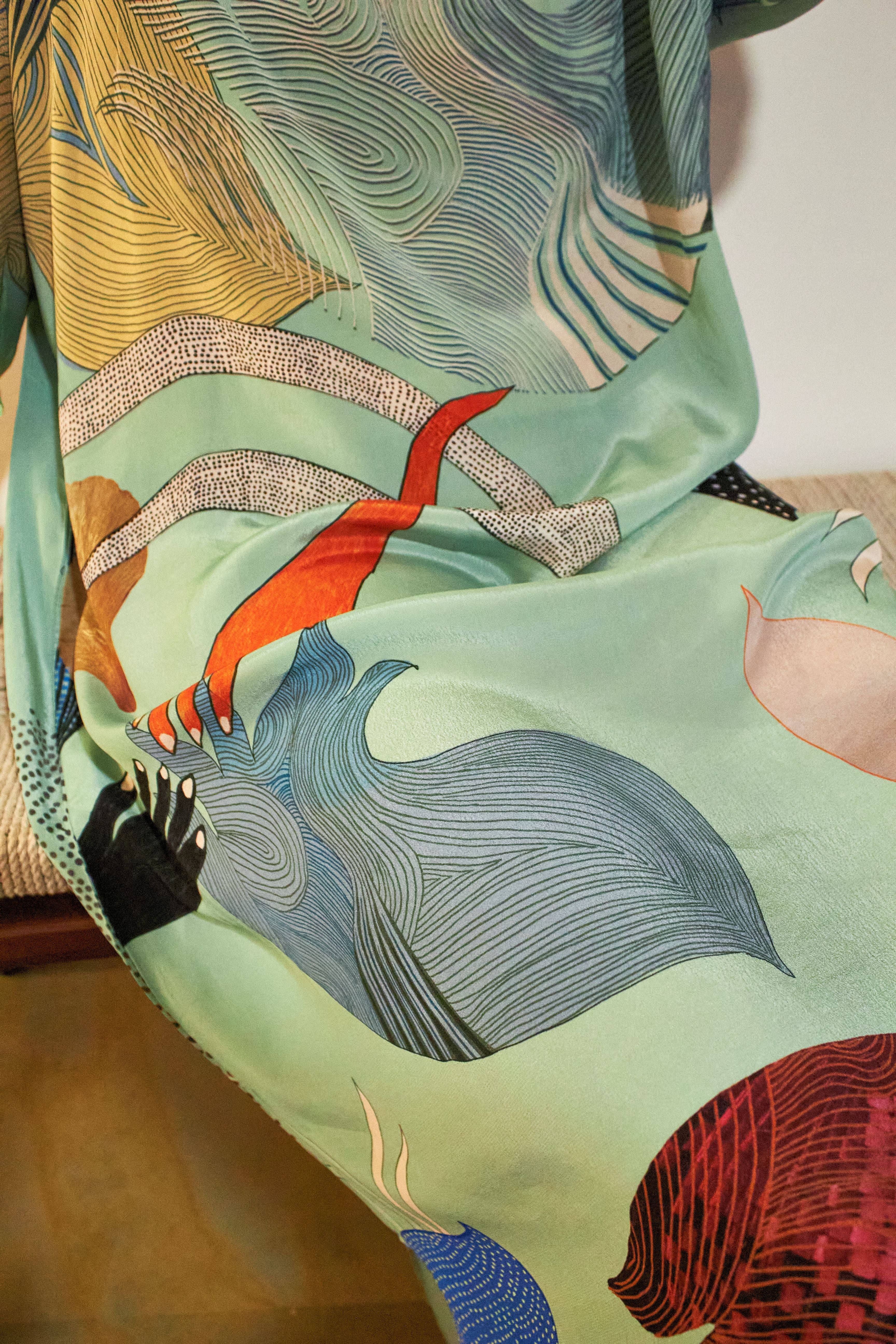 KAFTAAN DRESS IN FAITH GREEN PRINT