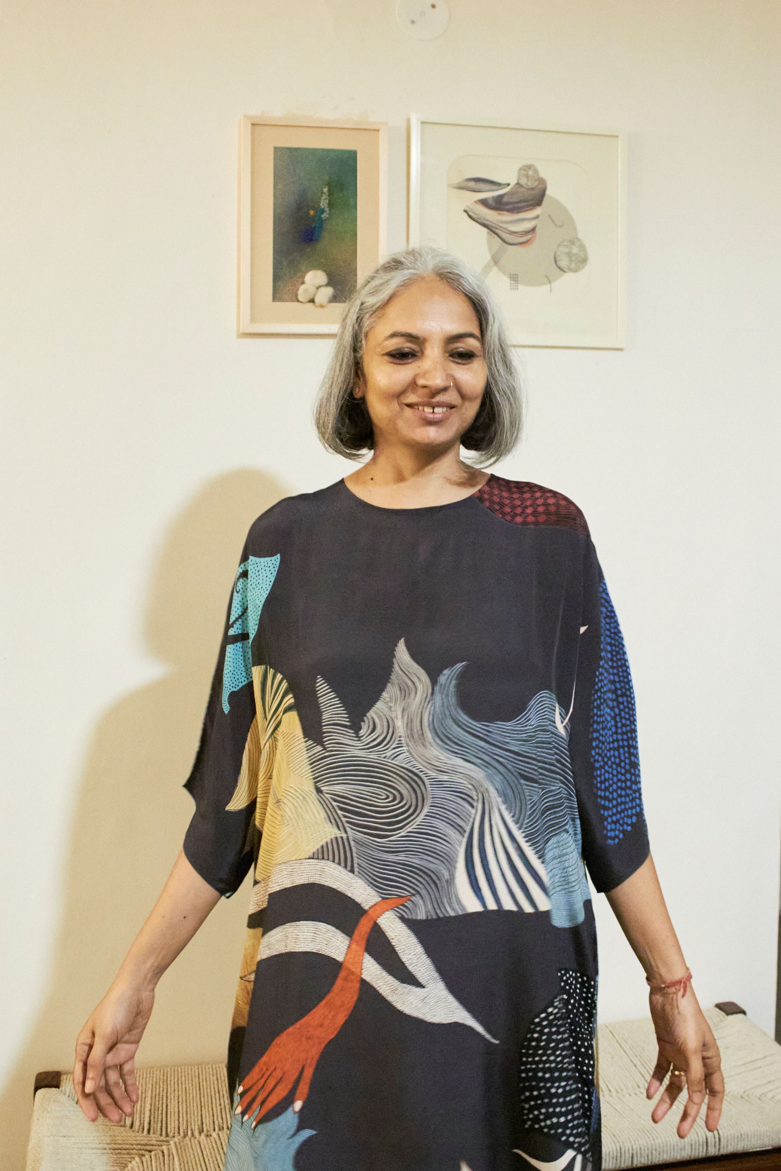 KAFTAAN DRESS IN FAITH BLACK PRINT