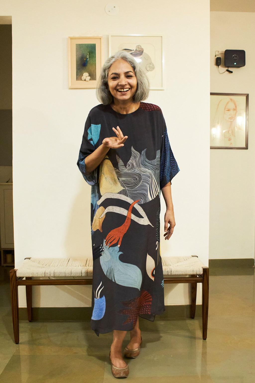 KAFTAAN DRESS IN FAITH BLACK PRINT