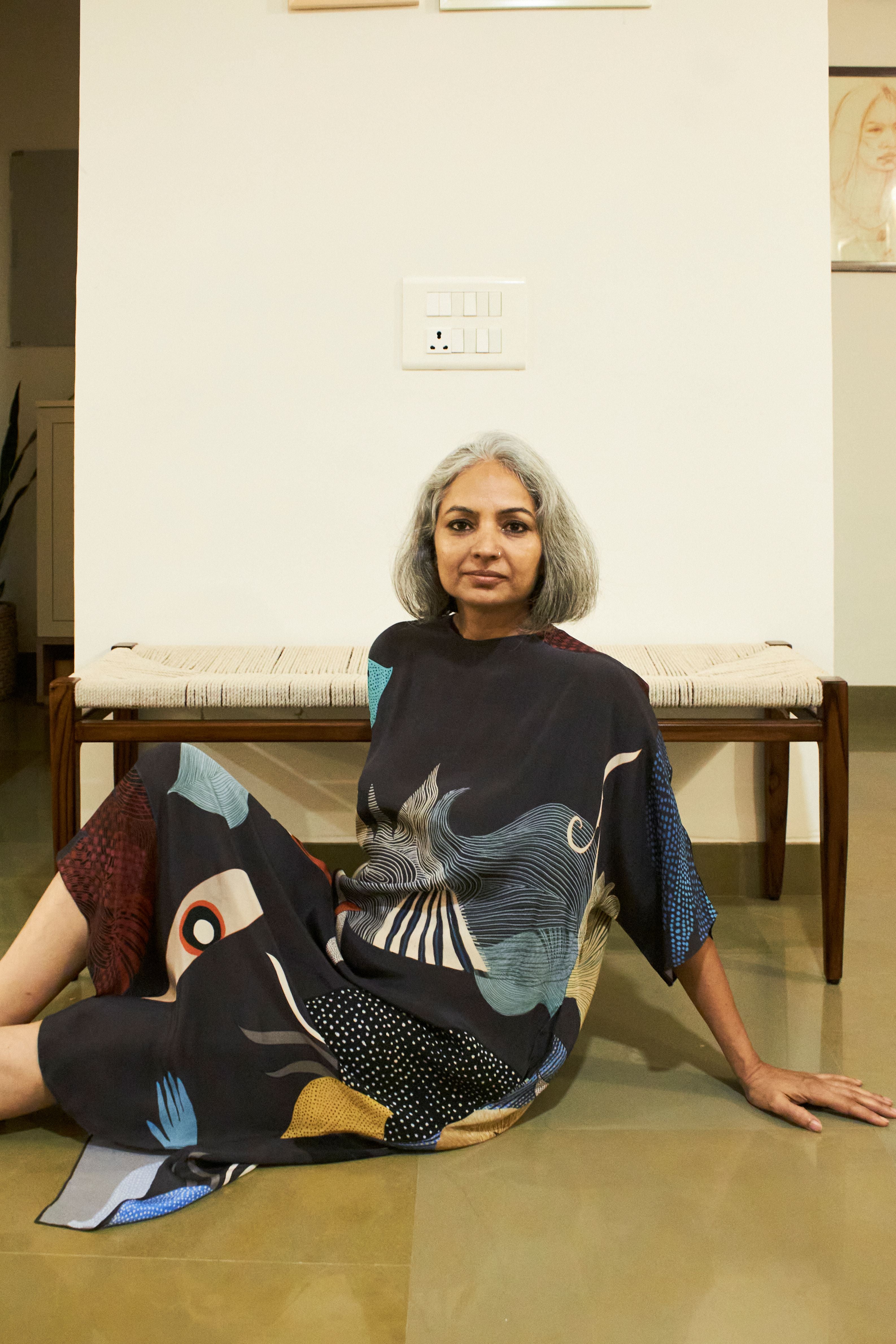 KAFTAAN DRESS IN FAITH BLACK PRINT